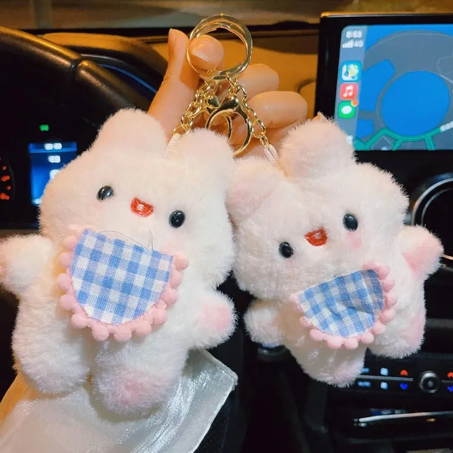 Cute Bib Rabbit Plush Keychain Toy In Bulk — wholesale Plush & Squishies by the case
