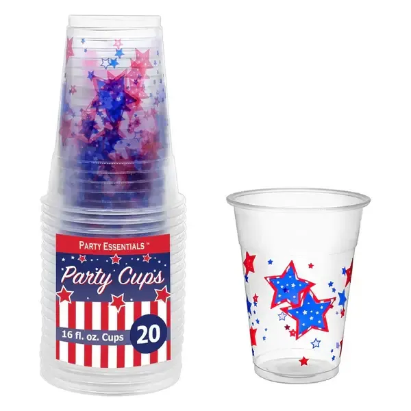 Patriotic Stars Clear Plastic Glass — wholesale Kitchen & Drinkware by the case