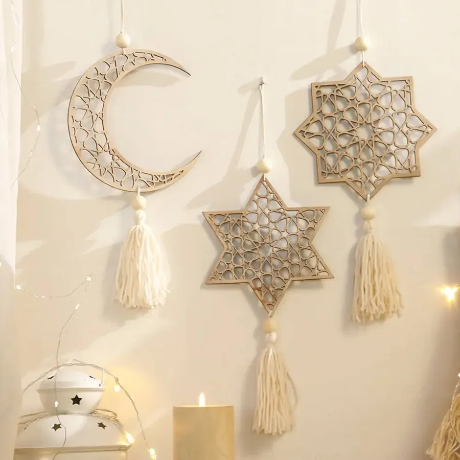 Creative Wooden Moon Hanging Ornaments For Home Décor — wholesale Home & Décor by the case