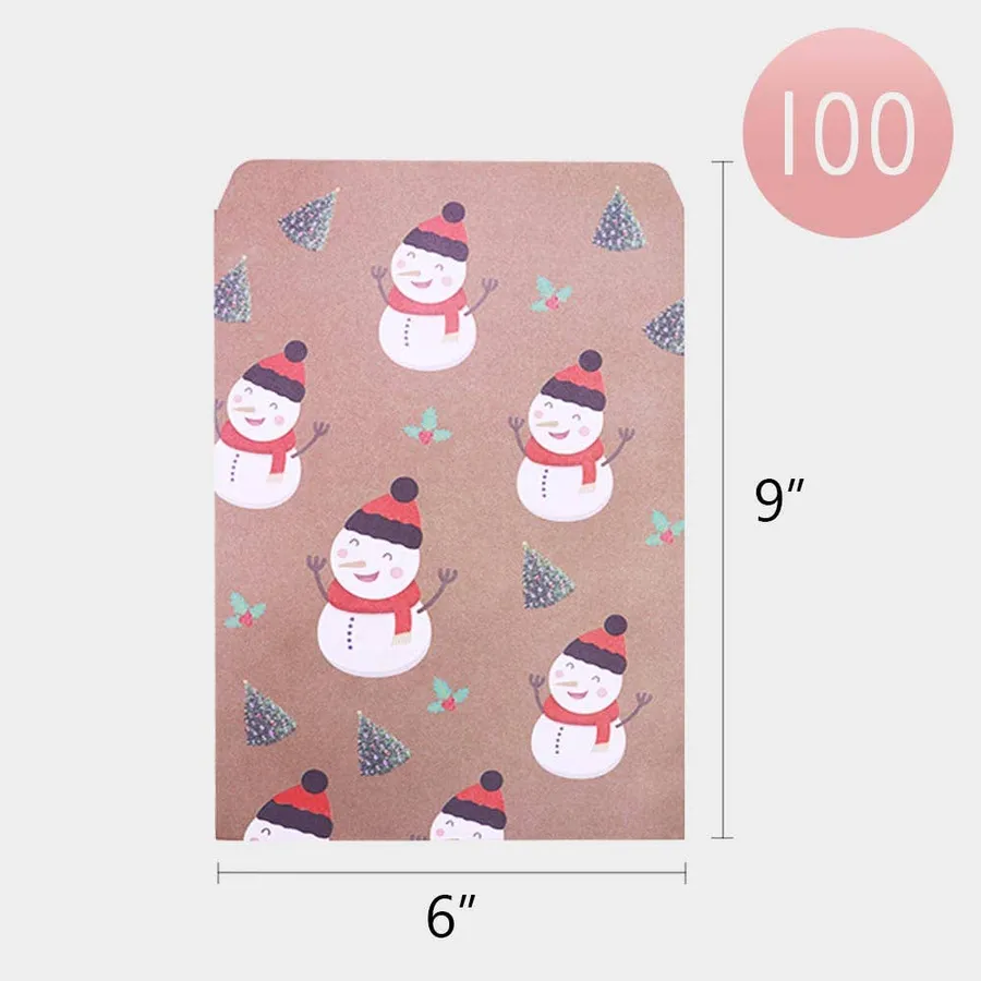Snowman Patterned Printed Treat Paper Bag Set — wholesale Bags & Backpacks by the case