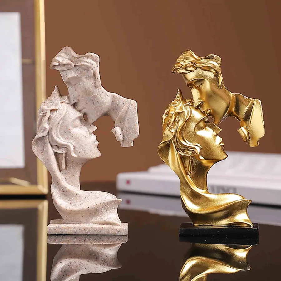 Lovers Kissing Couple Sculpture For Gift Home Décor — wholesale Home & Décor by the case