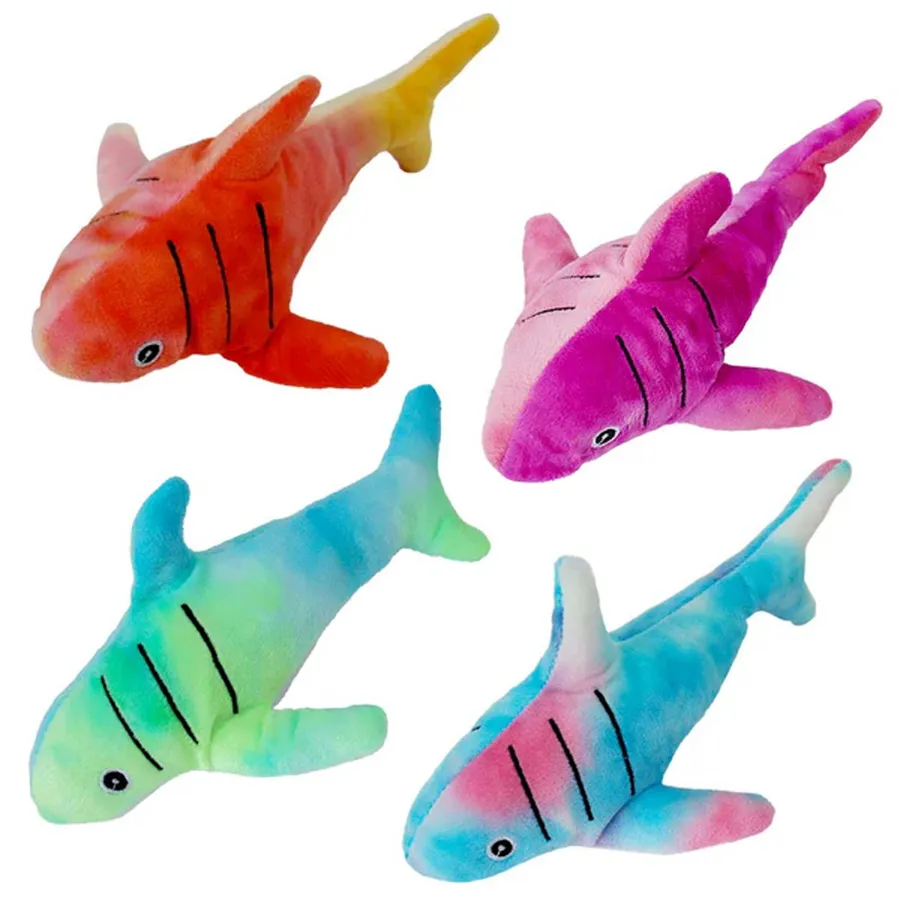 Stuffed Plush Tie Dye Shark Toy For Kids - Assorted — wholesale Plush & Squishies by the case