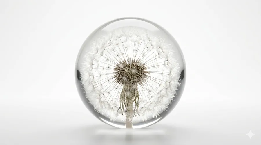Preserved Botanical Resin Sphere - Real Rose & Dandelion — wholesale Home & Décor by the case
