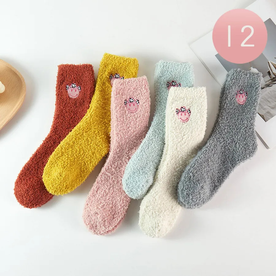 Smile Face Fuzzy Socks - Assorted — wholesale Apparel & Accessories by the case