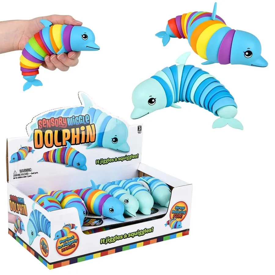 Rainbow Dolphin Wiggle Fidget Kids Toy in Bulk — wholesale Fidgets & Sensory by the case