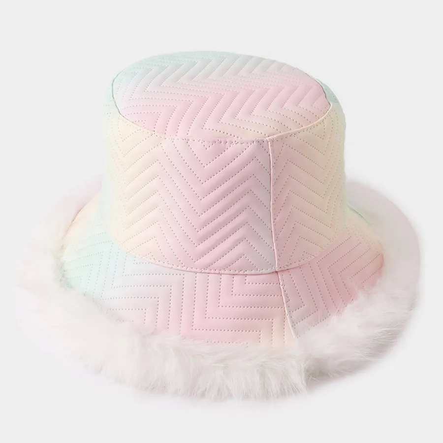 Faux Fur Trimmed Bucket Hat For Women's - Assorted — wholesale Apparel & Accessories by the case