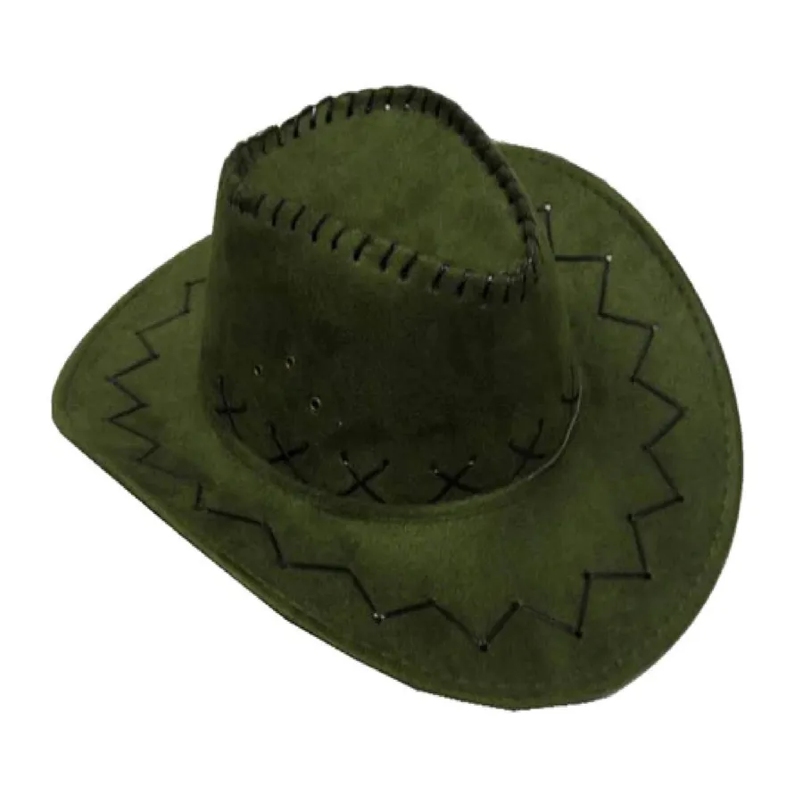 Green Fedora Leather Style Western Hat In Bulk — wholesale Apparel & Accessories by the case
