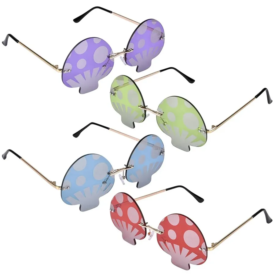 Vintage Neon Rimless Mushroom Sunglasses - Assorted — wholesale Apparel & Accessories by the case