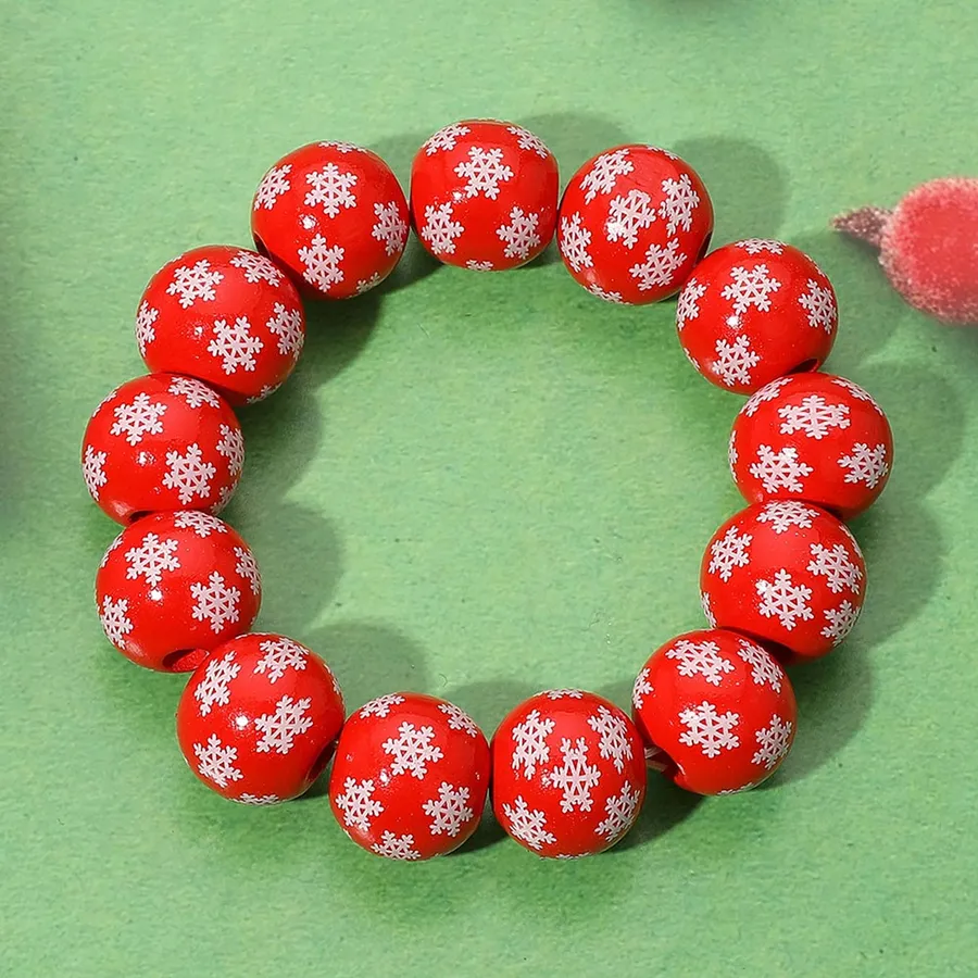 Wooden Snowflake Beaded Stretch Bracelet — wholesale Apparel & Accessories by the case