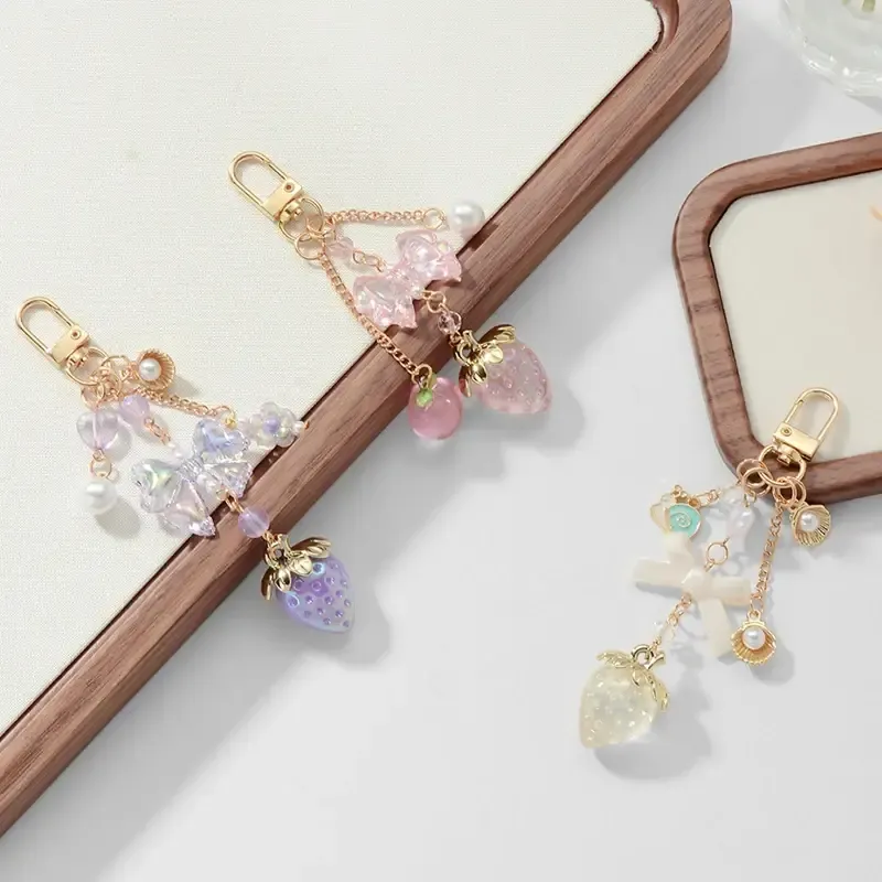 Cute Strawberry Keychain Sweet Bow Bag Pendant — wholesale Keychains & Charms by the case
