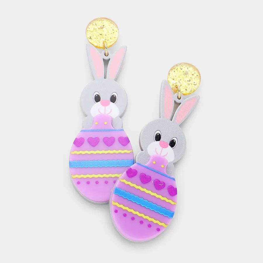 Resin Cute Bunny Egg Dangle Earrings - Assorted — wholesale Apparel & Accessories by the case