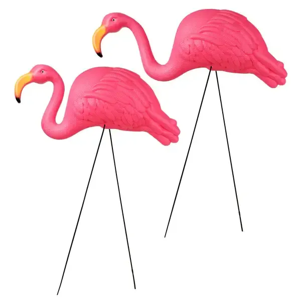 Retro Chic Pink Flamingo Lawn Stakes - Vibrant Garden Art — wholesale Home & Décor by the case