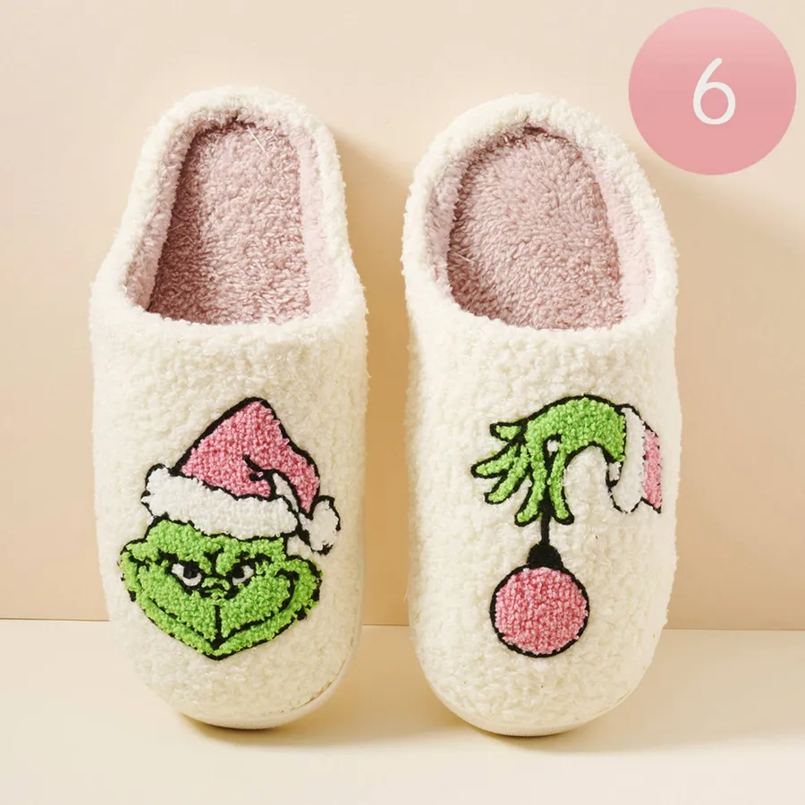 Comfortable Christmas Ornaments Home Slippers - Assorted — wholesale Seasonal & Holiday by the case