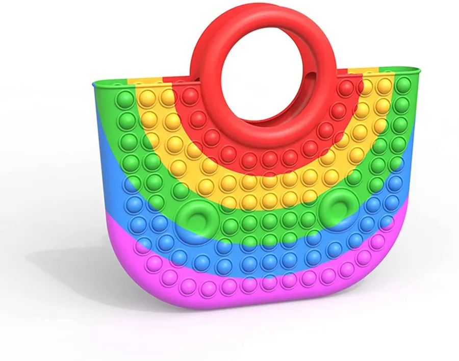 Fidget Sensory Toy Rainbow Pop Tote Bag - Silicone Bubble Popping Handbag — wholesale Fidgets & Sensory by the case