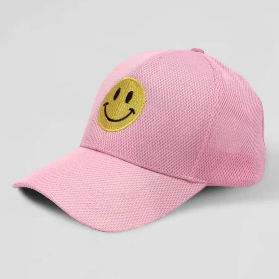 Smile Accented Mesh Back Baseball Cap - Assorted — wholesale Apparel & Accessories by the case