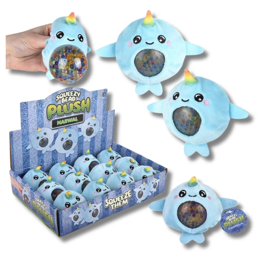 Squeezy Bead Plush Narwhal Animal Toy For Kids — wholesale Plush & Squishies by the case