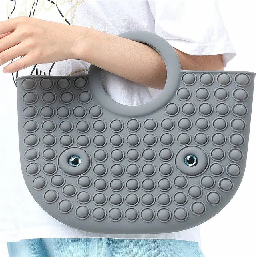 Fidget Sensory Toy Grey Tote Pop Bubble Handbag — wholesale Fidgets & Sensory by the case