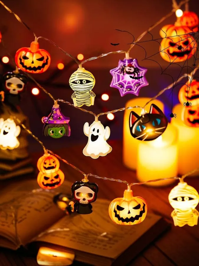 In Bulk Hanging LED Lights – Spider Web & Pumpkin — wholesale Home & Décor by the case
