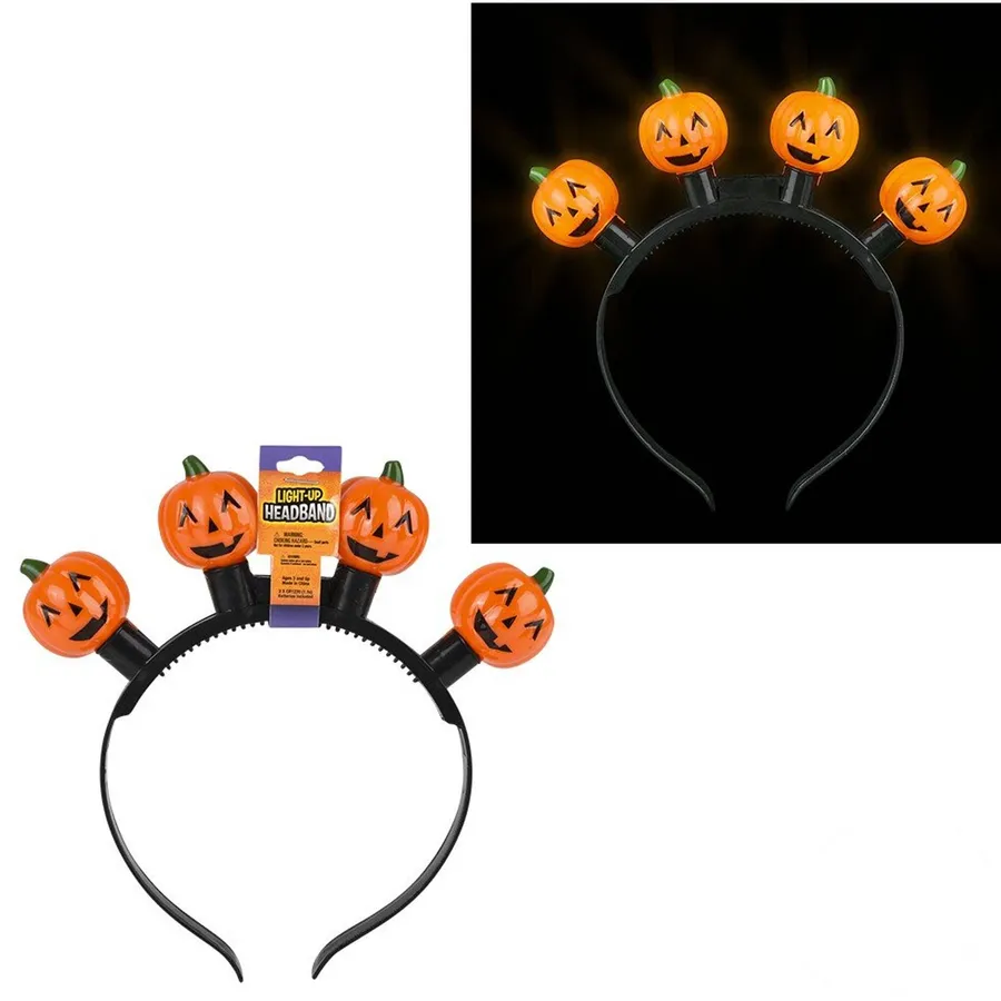 Pumpkin Light-Up Jack O Lantern Headband For Kids- In Bulk — wholesale Apparel & Accessories by the case