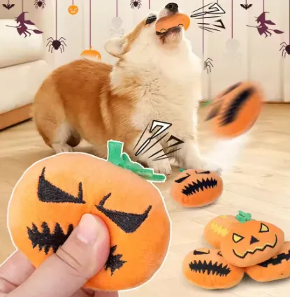 Halloween Pumpkin Plush Dog Toy - Soft, Fun, Sound-Making — wholesale Plush & Squishies by the case