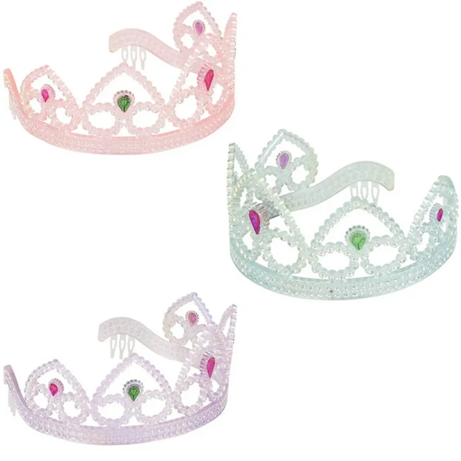 Pearlized Tiara with Heart Stone For Girls - Assorted — wholesale More Wholesale Goods by the case