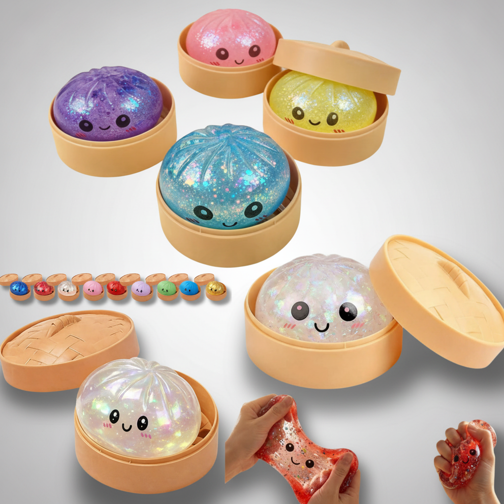 Trendy dumpling squishy glitter fidget kinderspeelgoed - assorti · Back-to-school bestseller voor wholesale door Happy PoP