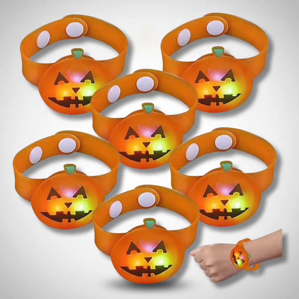 Pumpkin Light & Glow Up Kid Snap Bracelet — Retail-Ready Gadget for wholesale by Gullee Gadgets