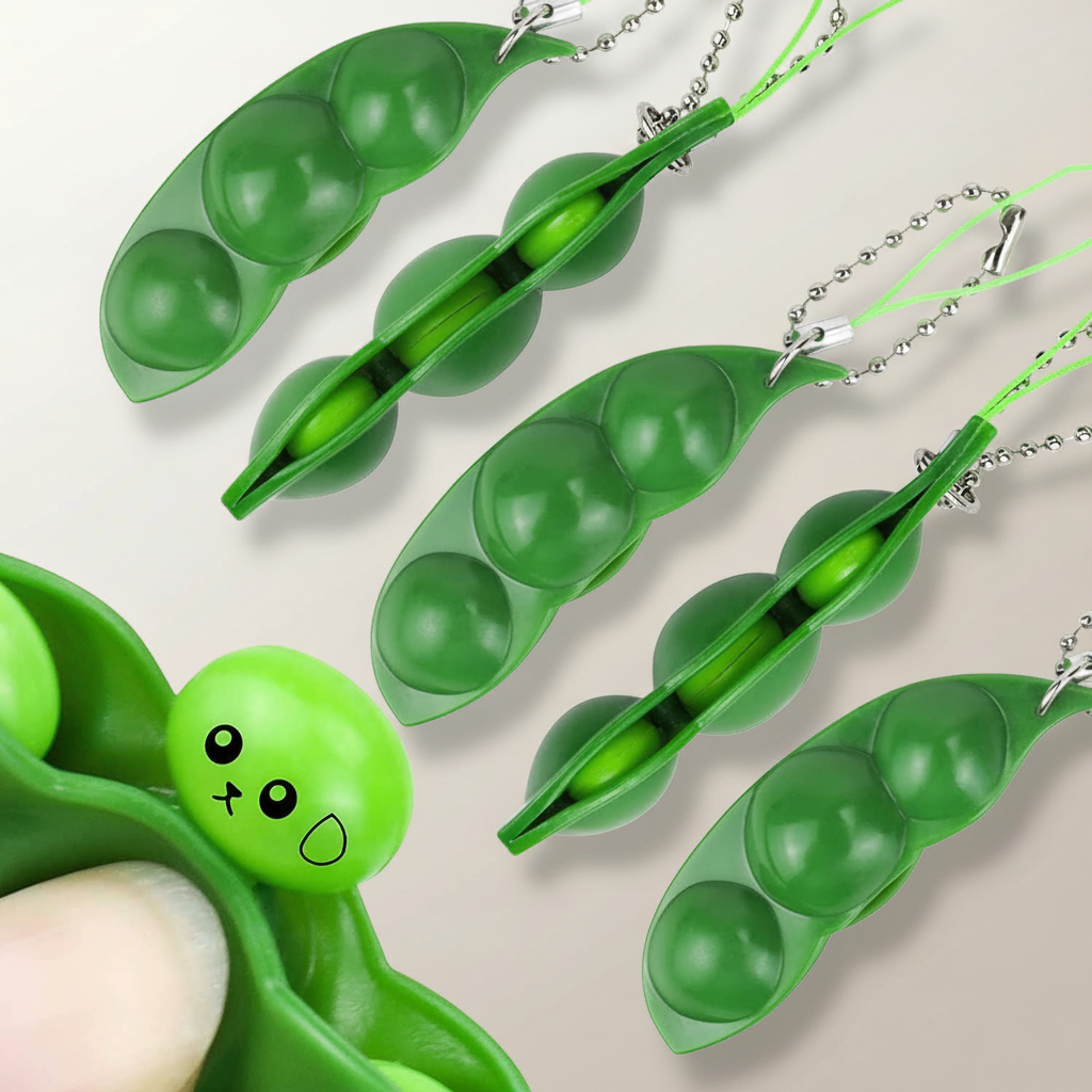 Peas Theme Stress Relief Fidget Keychain for Kids and other Wholesale rubik's cube keychain for your store trending on Faire.